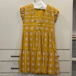 Loft yellow eyelet dress